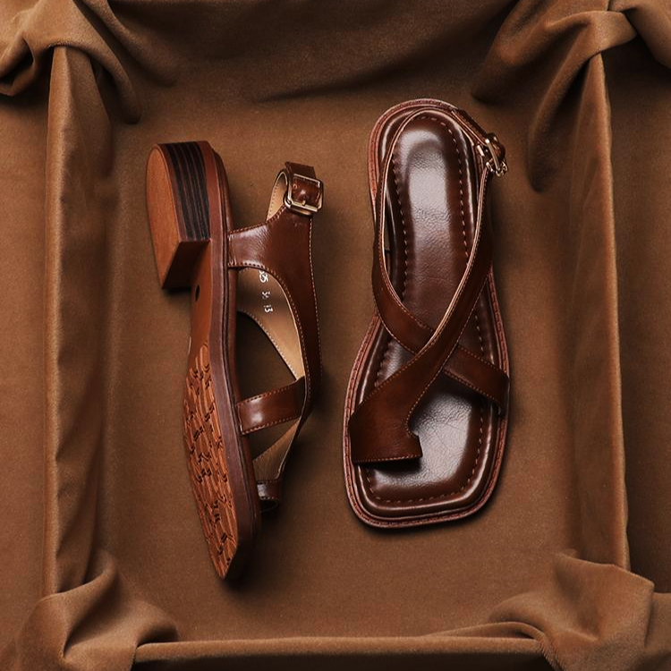 Marsanne Leather Cross Sandals